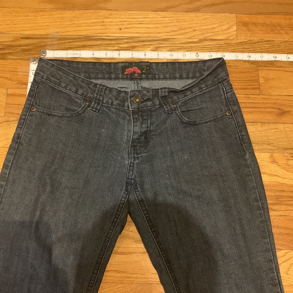 Softened, broken in, faded black bootcut denim - Picture 3 of 10